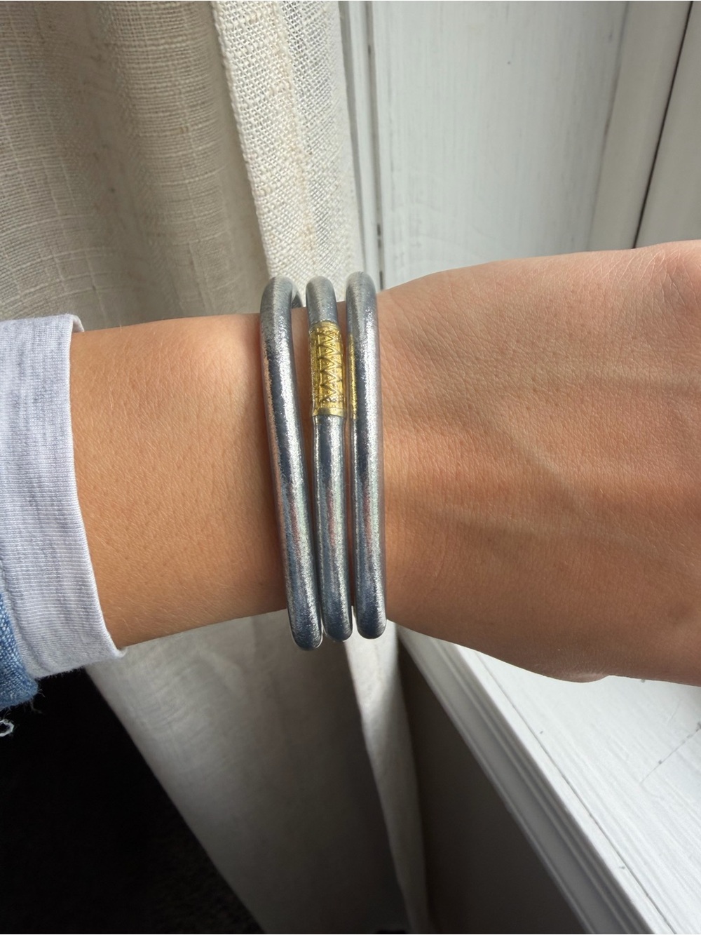 BudhaGirl Silver All Weather Bracelets (3)